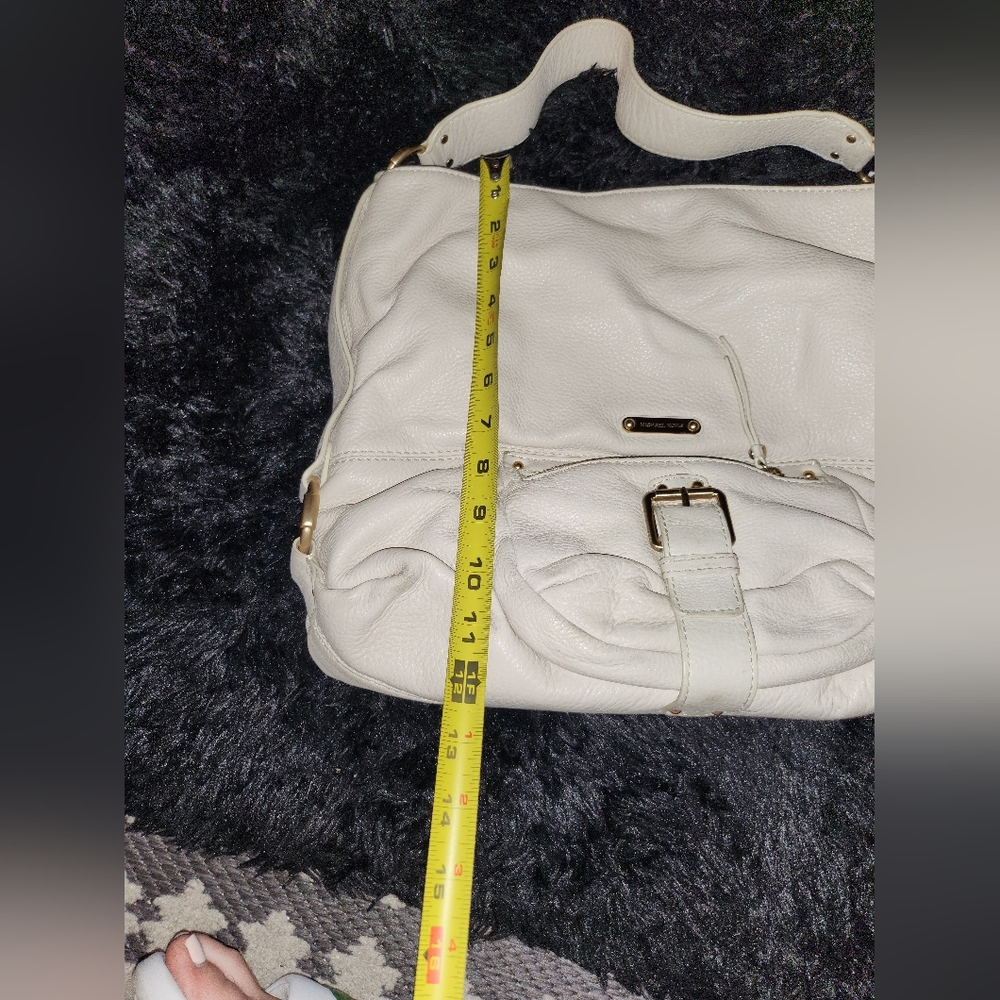Michael Kors Cream Leather Shoulder Hobo with Front Buckle Pocket - Picture 10 of 12